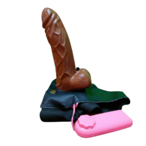 Brown Hollow Strap on With Vibration