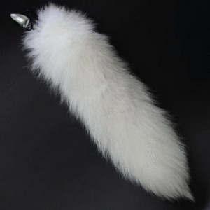 Stainless Steel White Fur Fox Tail Butt Plug